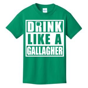 Drink Like A Gallagher Funny St. Patrick's Day Irish Clover Kids T-Shirt