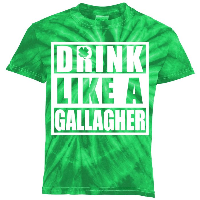 Drink Like A Gallagher Funny St. Patrick's Day Irish Clover Kids Tie-Dye T-Shirt