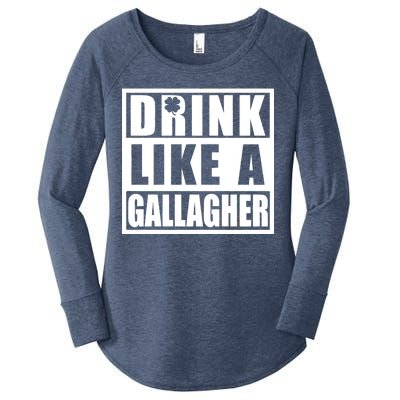 Drink Like A Gallagher Funny St. Patrick's Day Irish Clover Women's Perfect Tri Tunic Long Sleeve Shirt