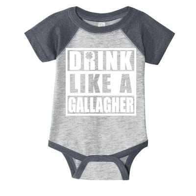 Drink Like A Gallagher Funny St. Patrick's Day Irish Clover Infant Baby Jersey Bodysuit