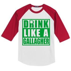 Drink Like A Gallagher Funny St. Patrick's Day Irish Clover Kids Colorblock Raglan Jersey