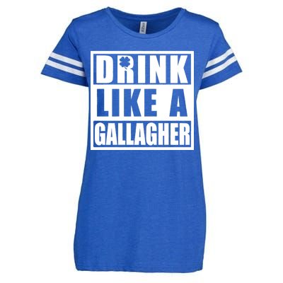 Drink Like A Gallagher Funny St. Patrick's Day Irish Clover Enza Ladies Jersey Football T-Shirt