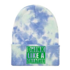 Drink Like A Gallagher Funny St. Patrick's Day Irish Clover Tie Dye 12in Knit Beanie