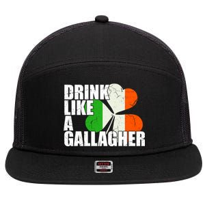 Drink Like A Gallagher Irish Clover 7 Panel Mesh Trucker Snapback Hat