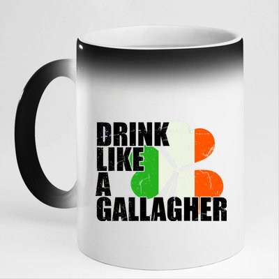 Drink Like A Gallagher Irish Clover 11oz Black Color Changing Mug