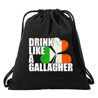 Drink Like A Gallagher Irish Clover Drawstring Bag