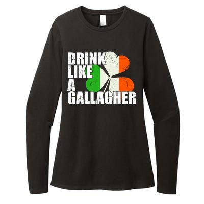 Drink Like A Gallagher Irish Clover Womens CVC Long Sleeve Shirt