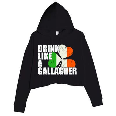 Drink Like A Gallagher Irish Clover Crop Fleece Hoodie