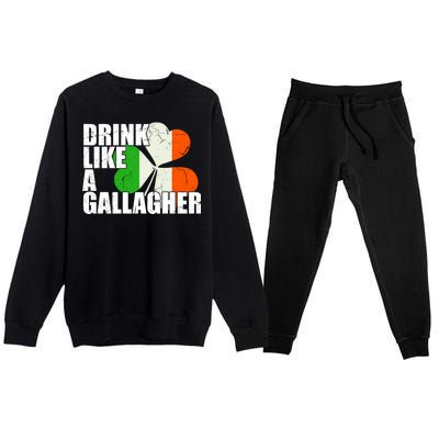 Drink Like A Gallagher Irish Clover Premium Crewneck Sweatsuit Set