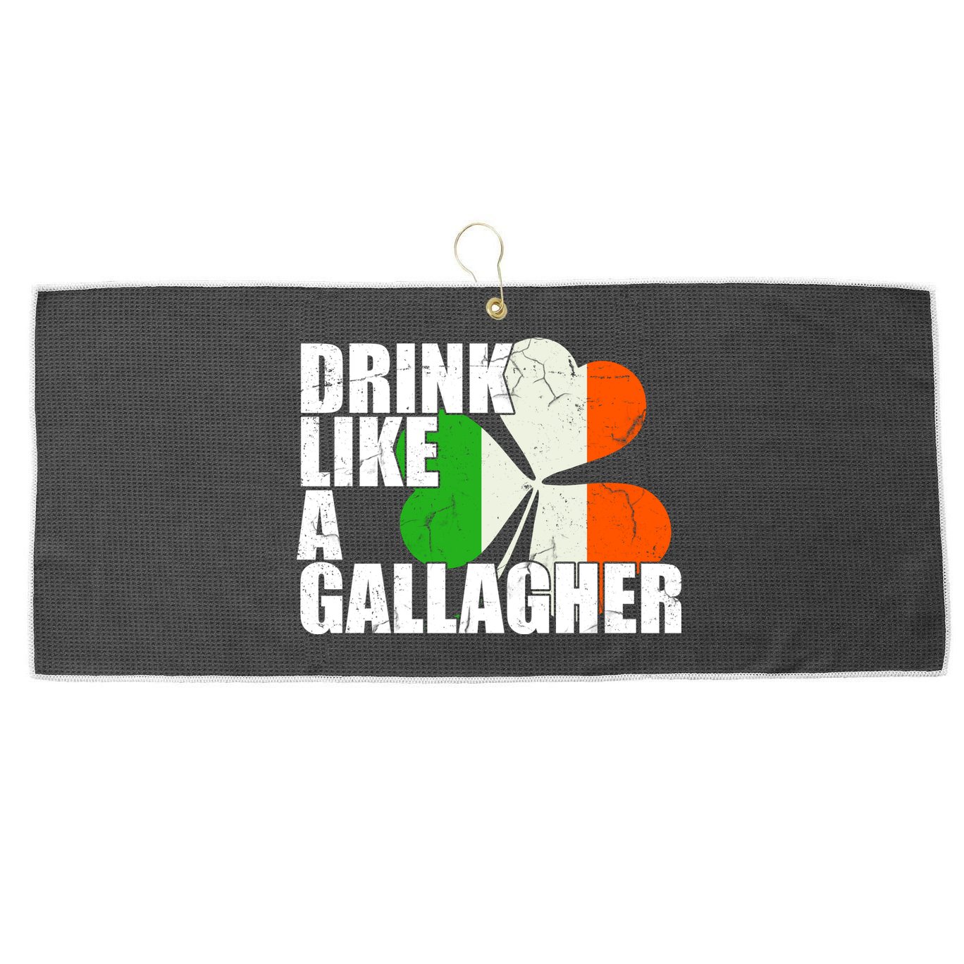 Drink Like A Gallagher Irish Clover Large Microfiber Waffle Golf Towel