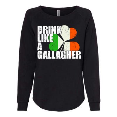 Drink Like A Gallagher Irish Clover Womens California Wash Sweatshirt