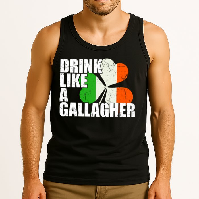 Drink Like A Gallagher Irish Clover Tank Top