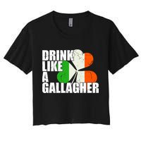 Drink Like A Gallagher Irish Clover Women's Crop Top Tee