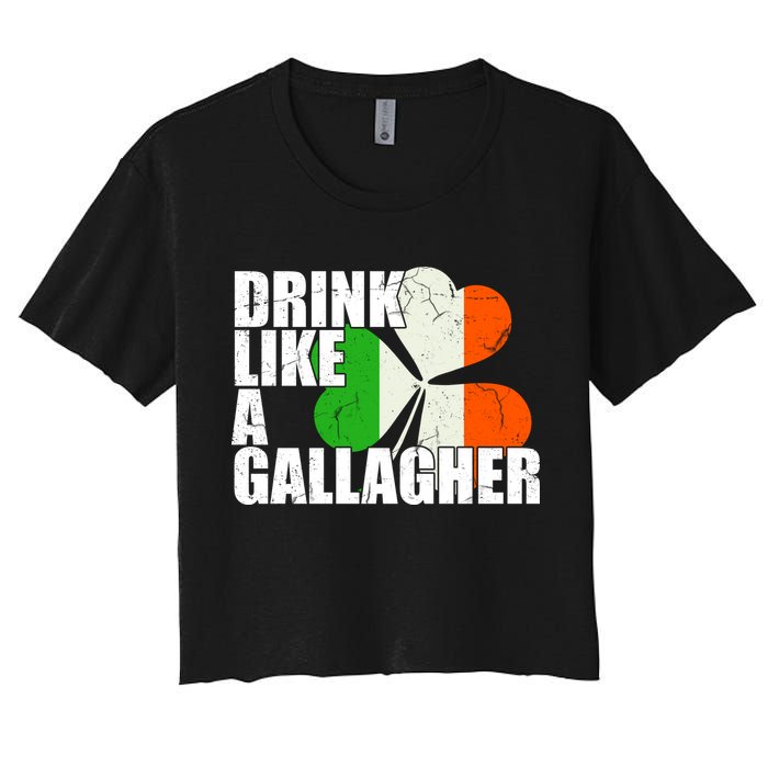 Drink Like A Gallagher Irish Clover Women's Crop Top Tee