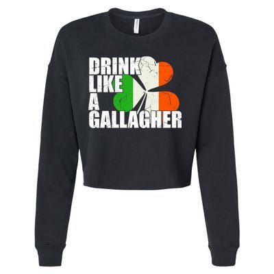 Drink Like A Gallagher Irish Clover Cropped Pullover Crew