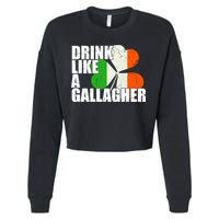 Drink Like A Gallagher Irish Clover Cropped Pullover Crew