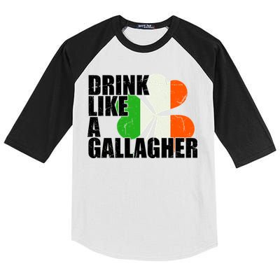 Drink Like A Gallagher Irish Clover Kids Colorblock Raglan Jersey