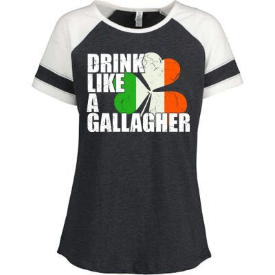 Drink Like A Gallagher Irish Clover Enza Ladies Jersey Colorblock Tee