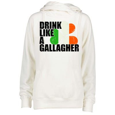 Drink Like A Gallagher Irish Clover Womens Funnel Neck Pullover Hood