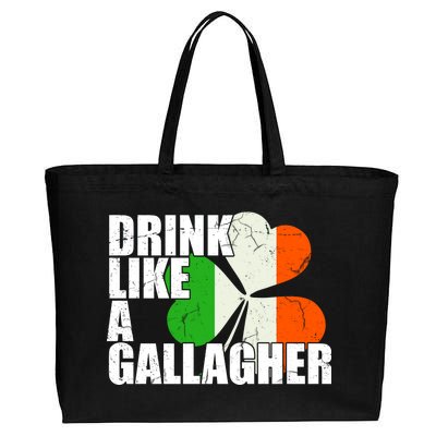 Drink Like A Gallagher Irish Clover Cotton Canvas Jumbo Tote