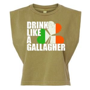 Drink Like A Gallagher Irish Clover Garment-Dyed Women's Muscle Tee