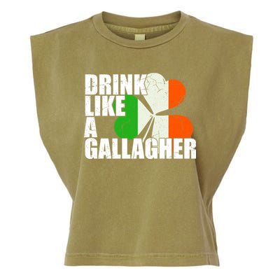 Drink Like A Gallagher Irish Clover Garment-Dyed Women's Muscle Tee