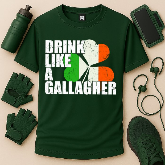 Drink Like A Gallagher Irish Clover Cooling Performance Crew T-Shirt
