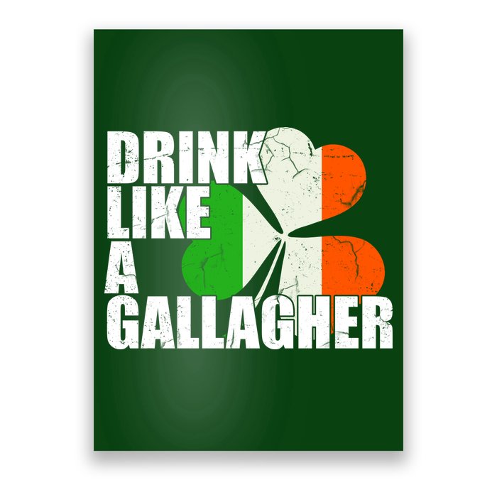 Drink Like A Gallagher Irish Clover Poster