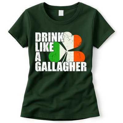 Drink Like A Gallagher Irish Clover Womens T-Shirt