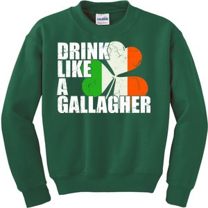 Drink Like A Gallagher Irish Clover Kids Sweatshirt