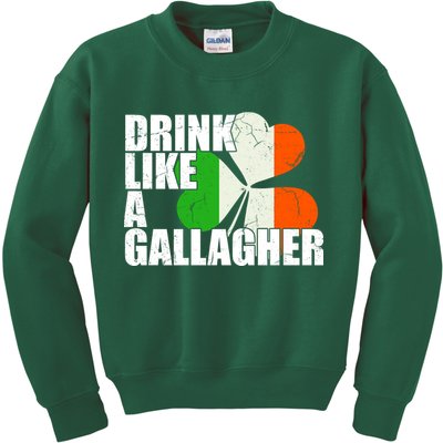 Drink Like A Gallagher Irish Clover Kids Sweatshirt