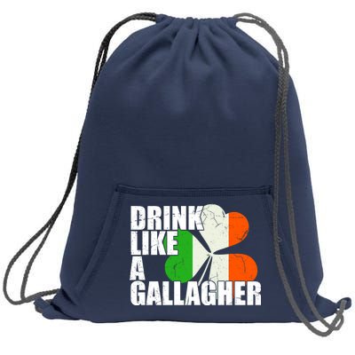 Drink Like A Gallagher Irish Clover Sweatshirt Cinch Pack Bag