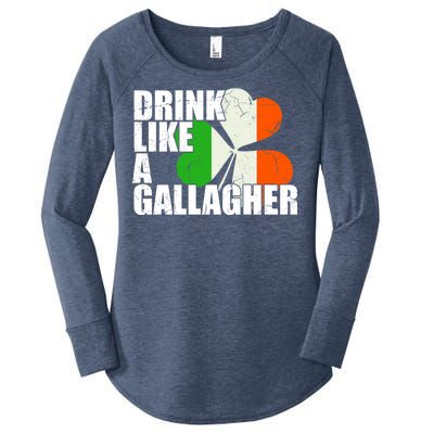 Drink Like A Gallagher Irish Clover Women's Perfect Tri Tunic Long Sleeve Shirt