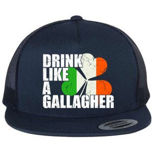 Drink Like A Gallagher Irish Clover Flat Bill Trucker Hat