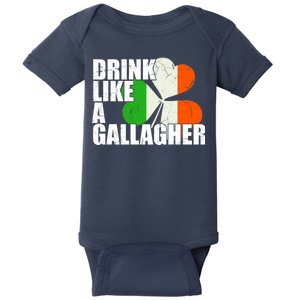 Drink Like A Gallagher Irish Clover Baby Bodysuit