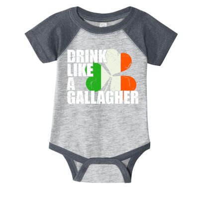 Drink Like A Gallagher Irish Clover Infant Baby Jersey Bodysuit