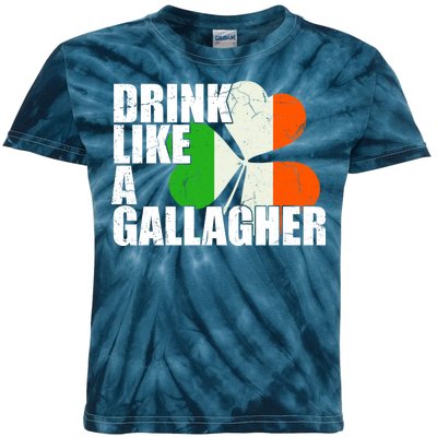 Drink Like A Gallagher Irish Clover Kids Tie-Dye T-Shirt