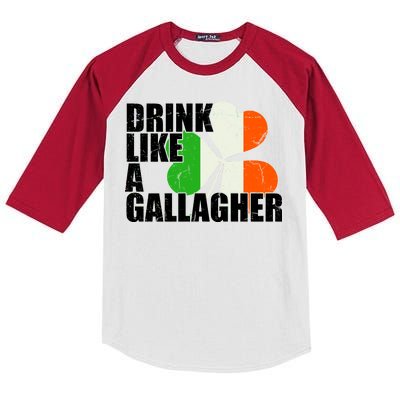 Drink Like A Gallagher Irish Clover Kids Colorblock Raglan Jersey