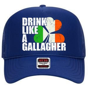 Drink Like A Gallagher Irish Clover High Crown Mesh Back Trucker Hat