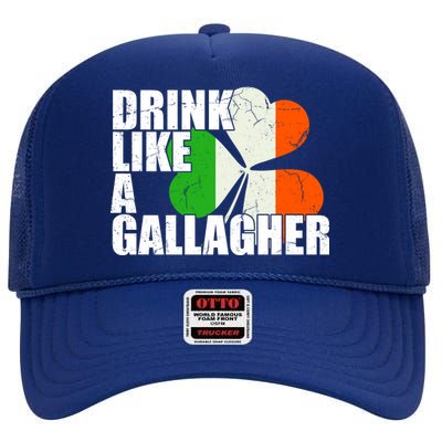 Drink Like A Gallagher Irish Clover High Crown Mesh Back Trucker Hat