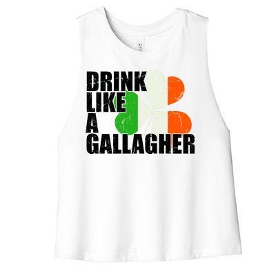 Drink Like A Gallagher Irish Clover Women's Racerback Cropped Tank