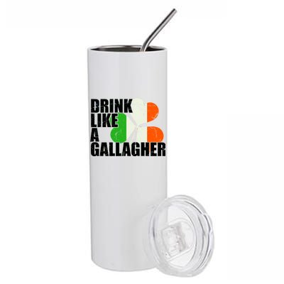 Drink Like A Gallagher Irish Clover Stainless Steel Tumbler