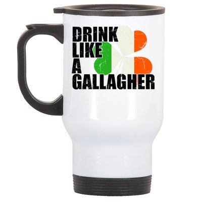 Drink Like A Gallagher Irish Clover Stainless Steel Travel Mug