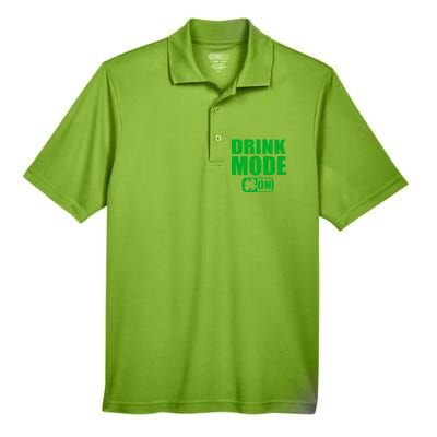 Drink Mode On Funny St. Patrick's Day Men's Origin Performance Pique Polo