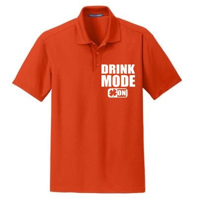 Drink Mode On Funny St. Patrick's Day Dry Zone Grid Polo