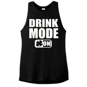 Drink Mode On Funny St. Patrick's Day Ladies PosiCharge Tri-Blend Wicking Tank