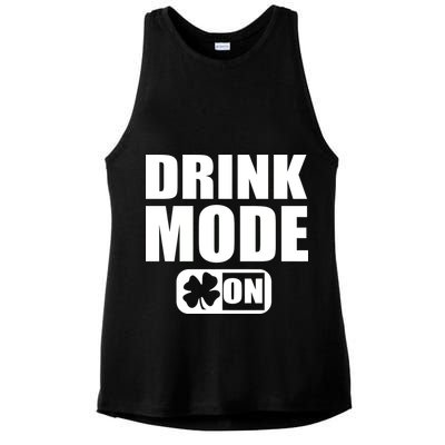 Drink Mode On Funny St. Patrick's Day Ladies PosiCharge Tri-Blend Wicking Tank
