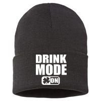 Drink Mode On Funny St. Patrick's Day Sustainable Knit Beanie