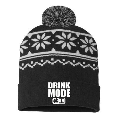 Drink Mode On Funny St. Patrick's Day USA-Made Snowflake Beanie