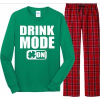 Drink Mode On Funny St. Patrick's Day Long Sleeve Pajama Set